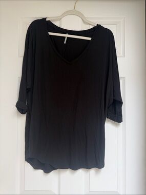 Black V-Neck Women's Top